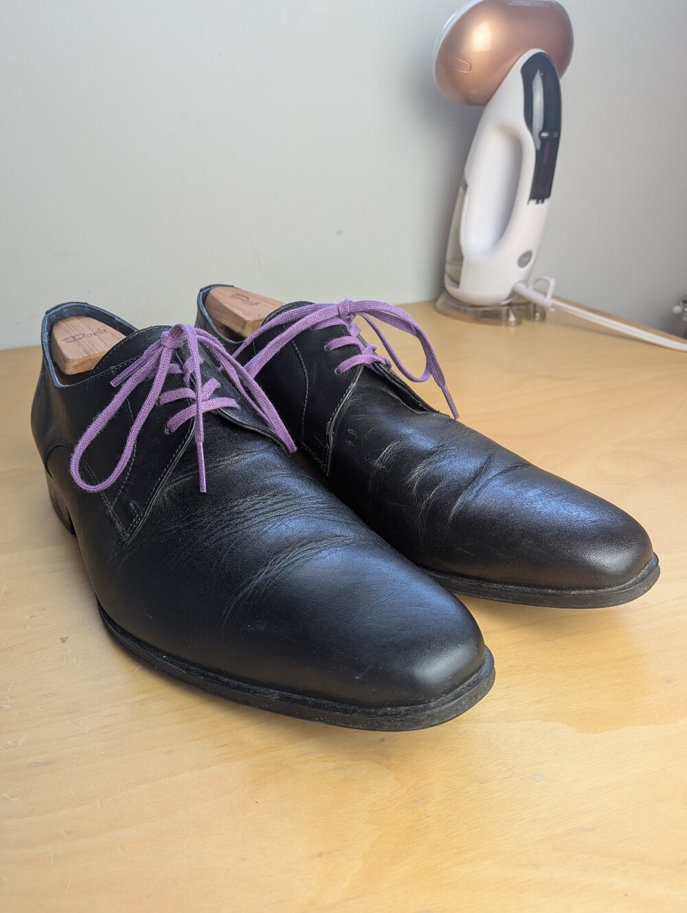 FLUCHOS Formal Men Shoes Derby Black Leather Rubber Soles Size 45 = 11.5, 12 US